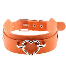 Leather Choker Heart Collar