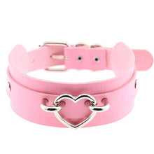 Leather Choker Heart Collar