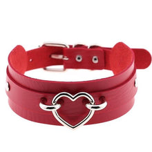Leather Choker Heart Collar