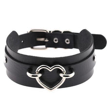 Leather Choker Heart Collar