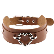 Leather Choker Heart Collar