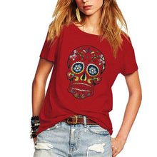 Womens  Skull T Shirt Floral