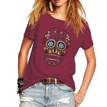 Womens  Skull T Shirt Floral