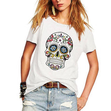 Womens  Skull T Shirt Floral