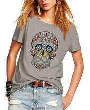 Womens  Skull T Shirt Floral